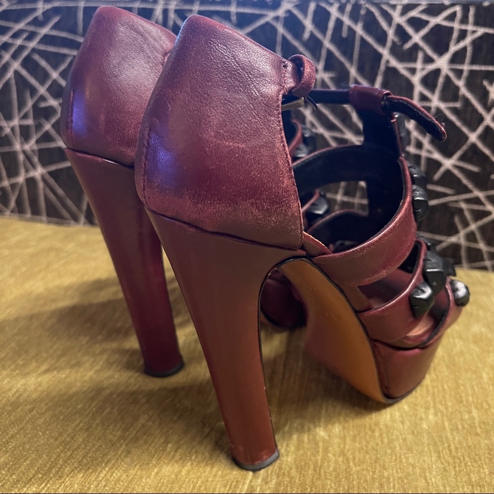 ALAIA Platform Burgundy Leather Sandals Sz 36 - Picture 4 of 6